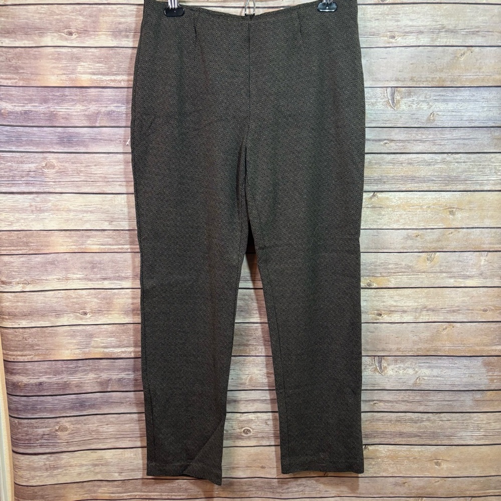 J Jill ponte knit slim leg pants medium Brown Print EUC H3